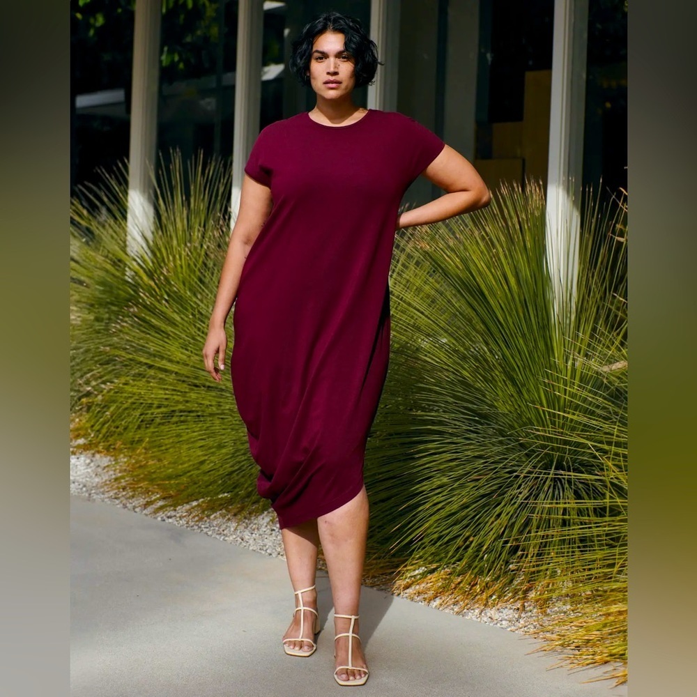Universal Standard Burgundy Midi T-Shirt Dress
